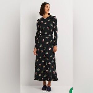 BODEN Puff Sleeve Jersey Midi Dress
